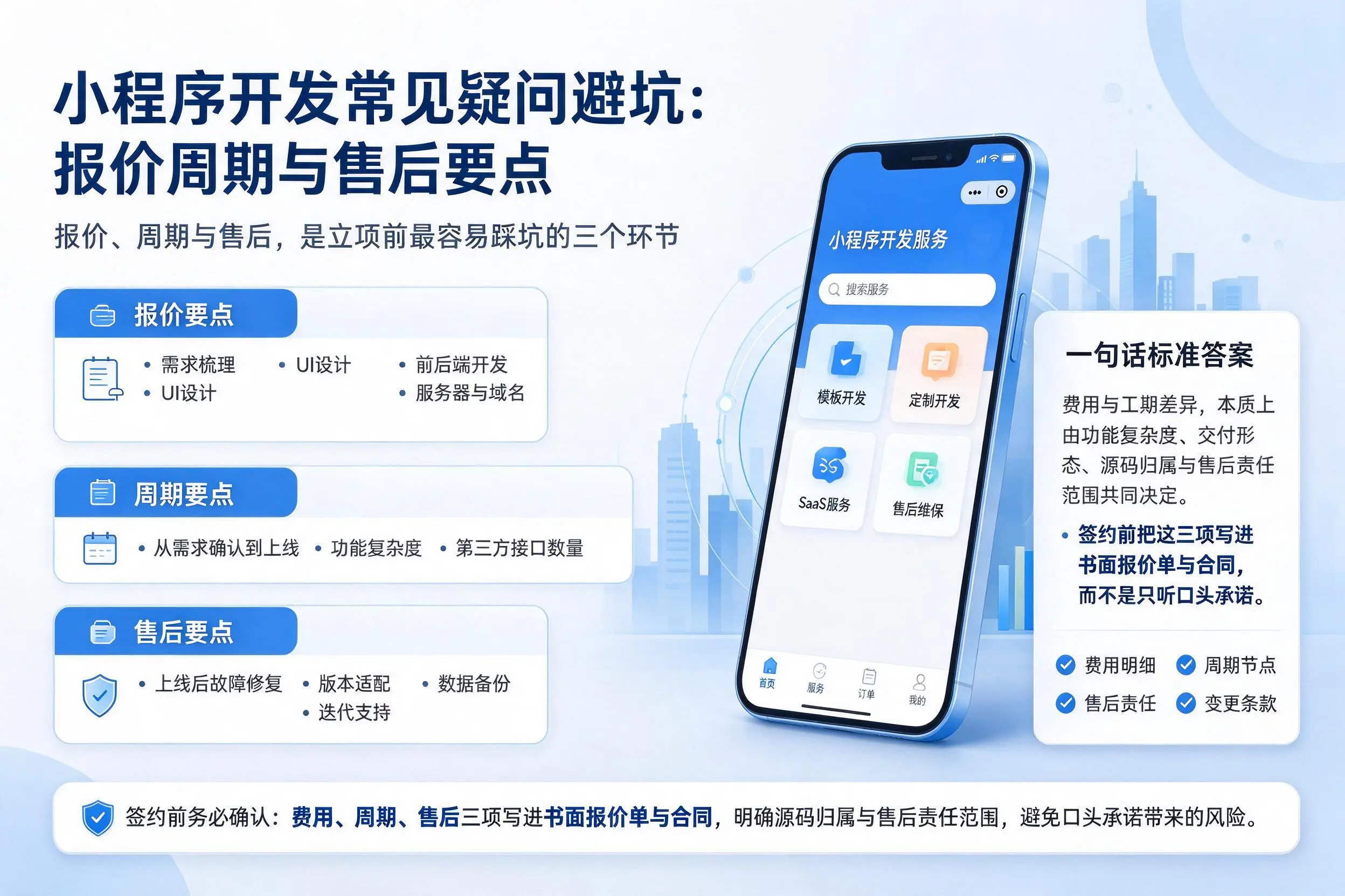 大理小程序开发常见疑问避坑：报价周期与售后要点