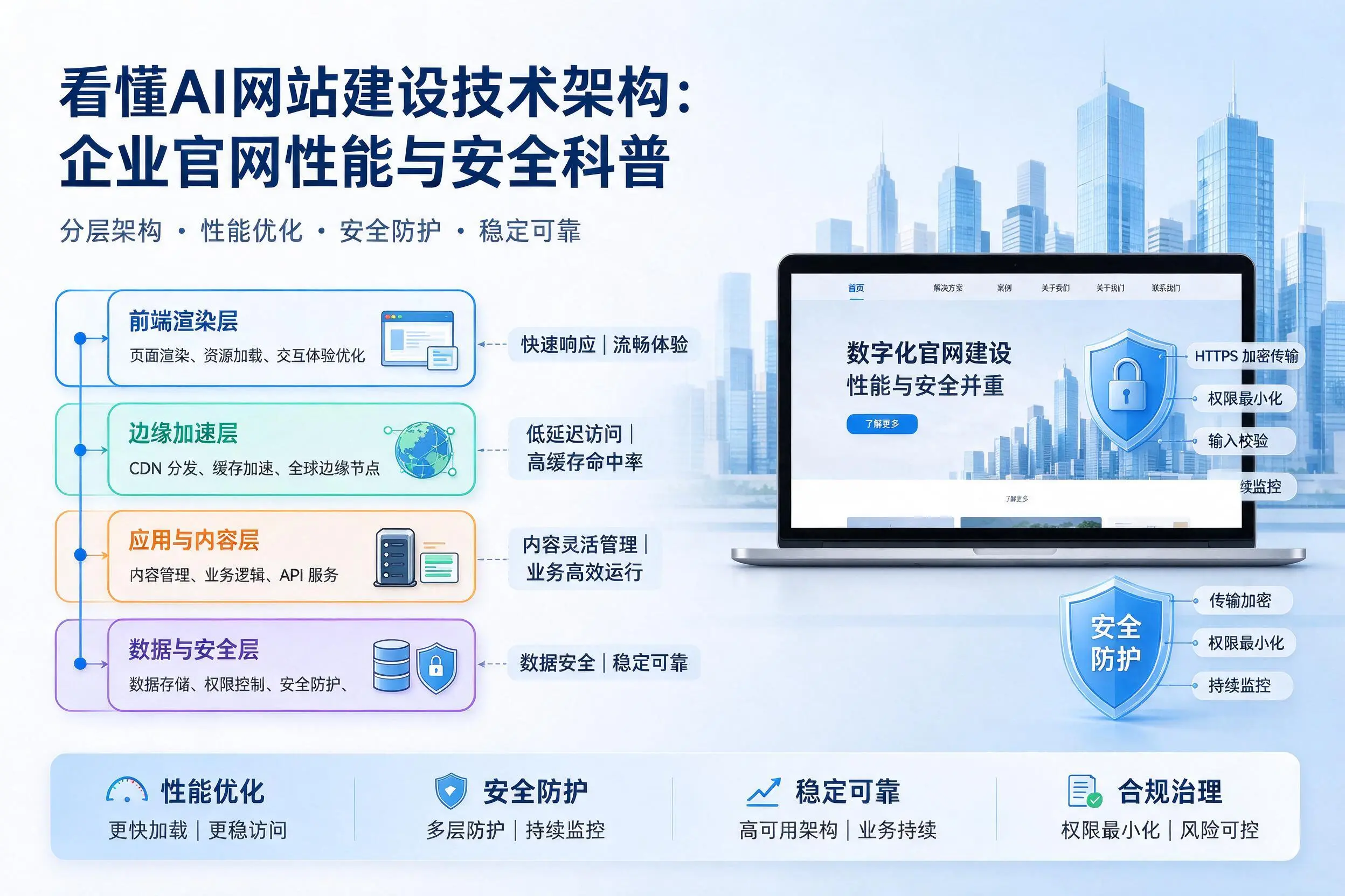 看懂AI网站建设技术架构:大理企业官网性能与安全科普
