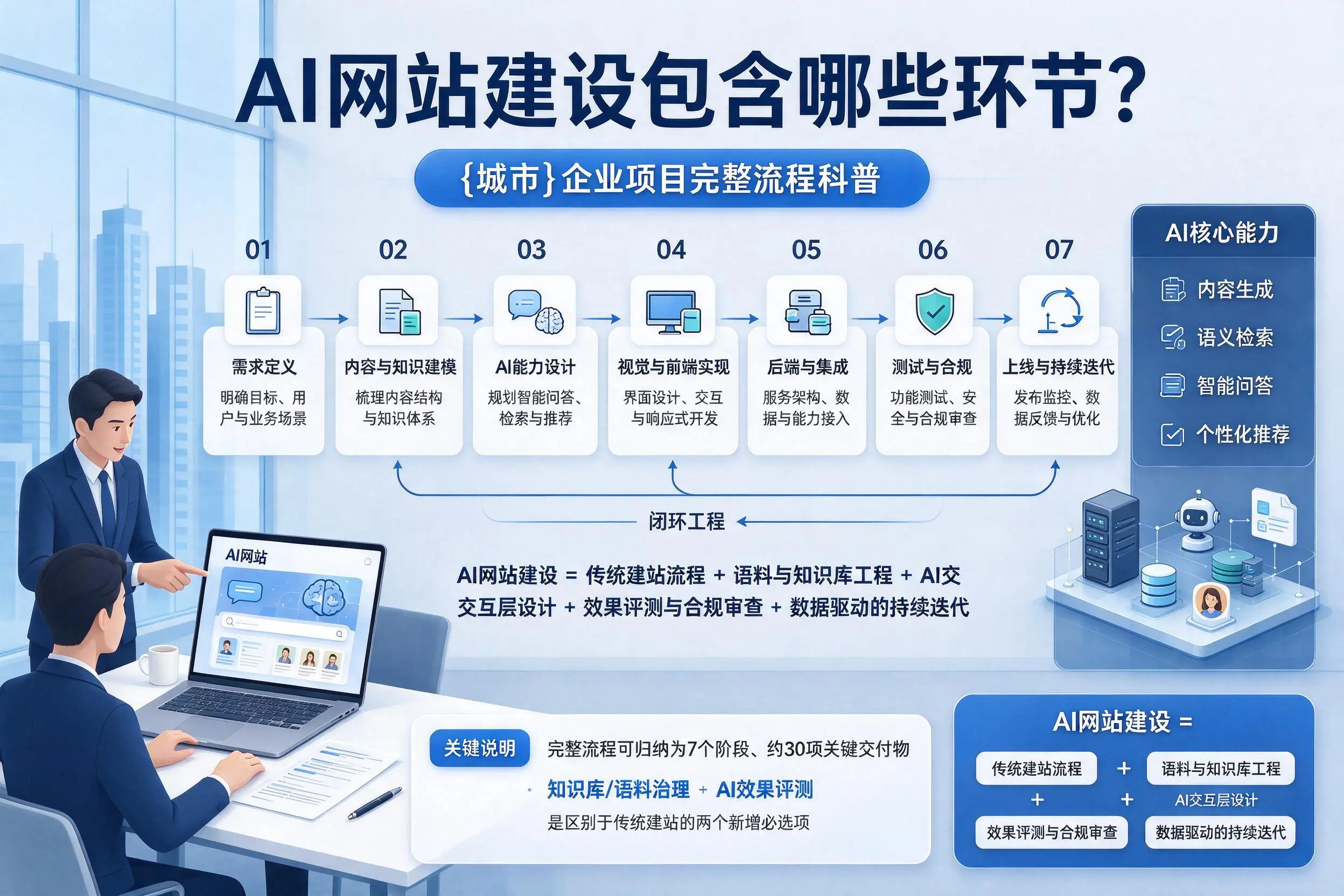 AI网站建设包含哪些环节？大理企业项目完整流程科普