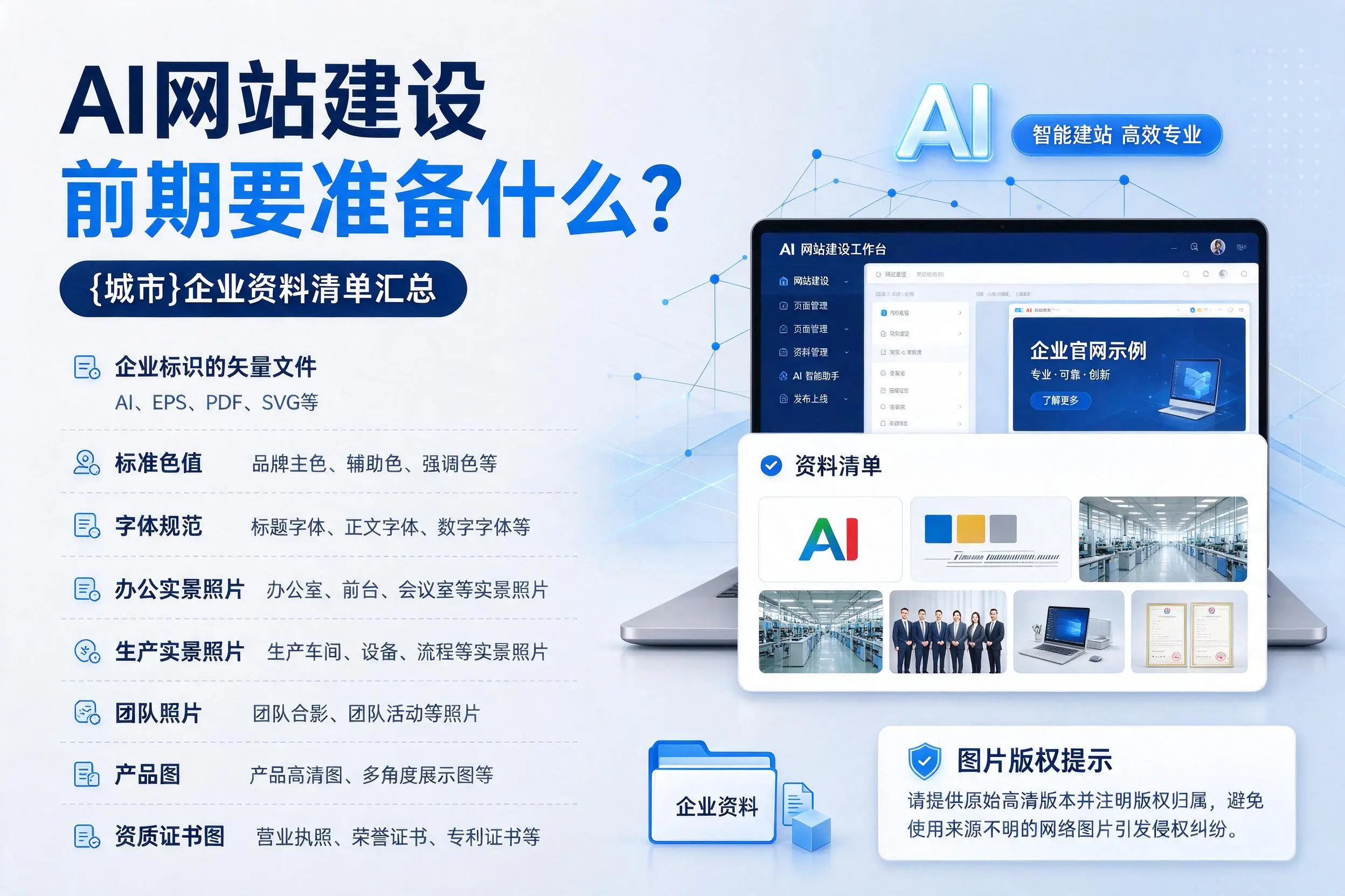 AI网站建设前期要准备什么？大理企业资料清单汇总