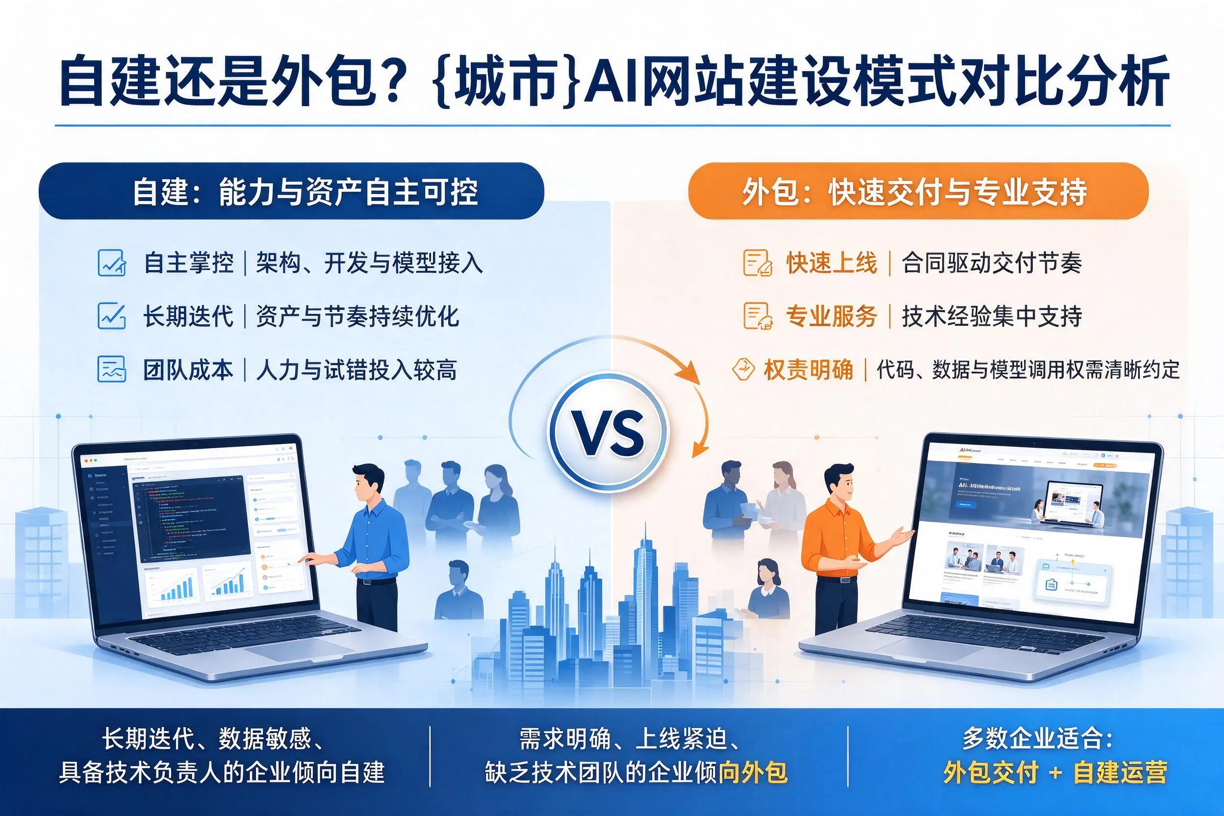 自建还是外包?大理AI网站建设模式对比分析
