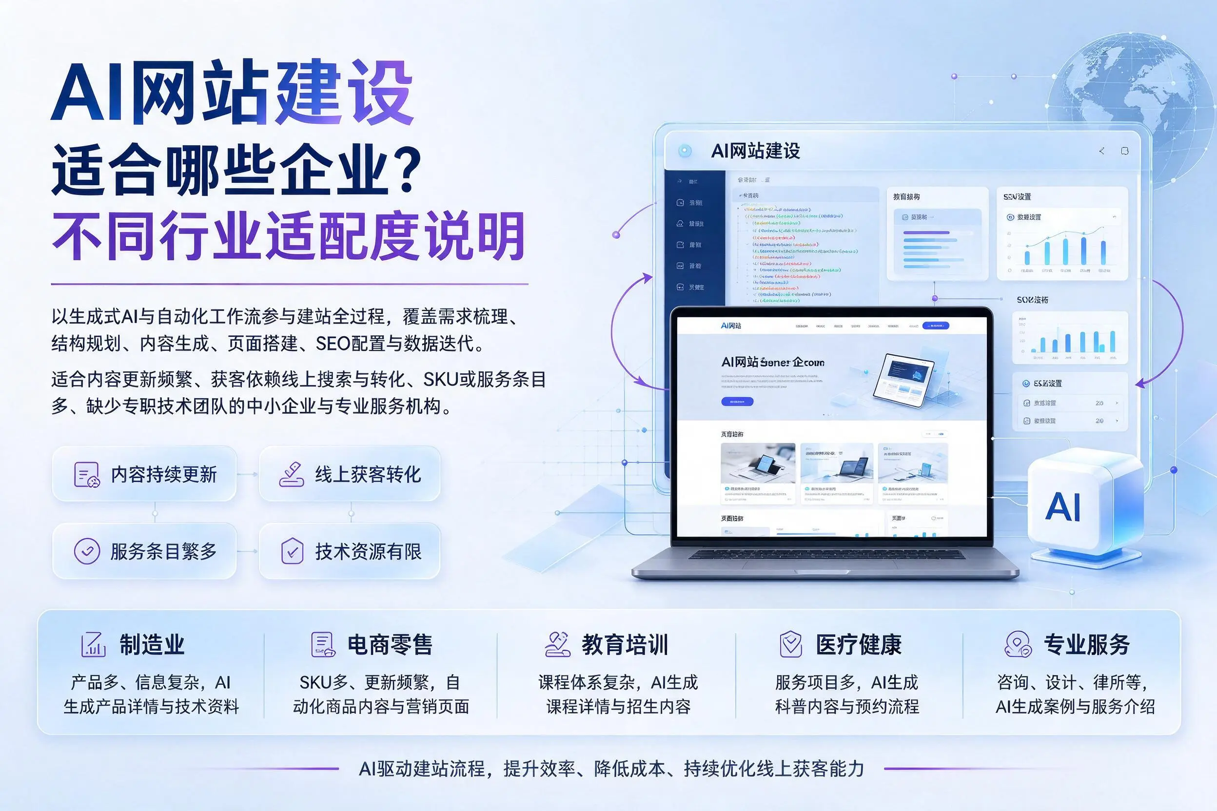 AI网站建设适合哪些企业？大理不同行业适配度说明